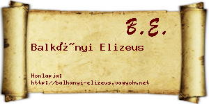 Balkányi Elizeus névjegykártya